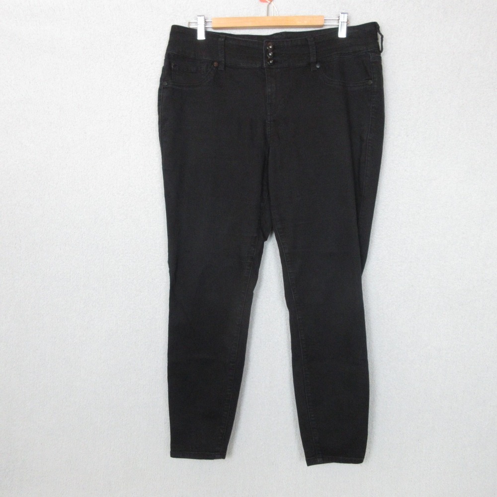 Torrid Denim Jeans Womens 16R Black Skinny High Rise Stretch Double Button Pants